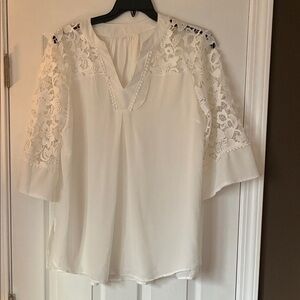 Elegant White Lace Sleeve Women's Top